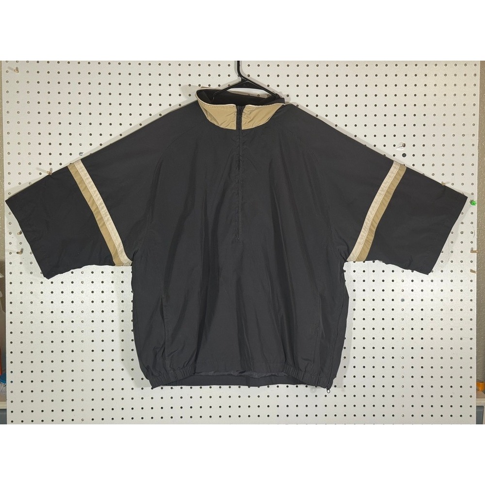 Sport Essentials Mens XL Black Tan Quarter Zip Short Sleeve Golf Windbreaker 700
